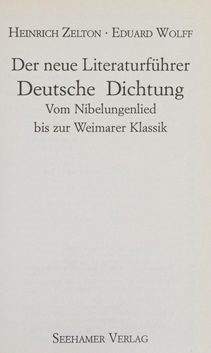 Deutsche Dichtung by Heinrich Zelton cover