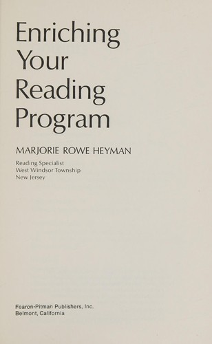 Enriching your reading program