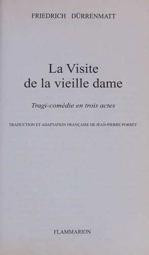 La visite de la vieille dame by Friedrich Dürrenmatt cover