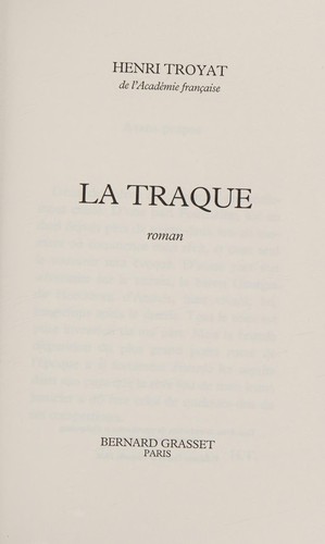 La traque by Henri Troyat cover