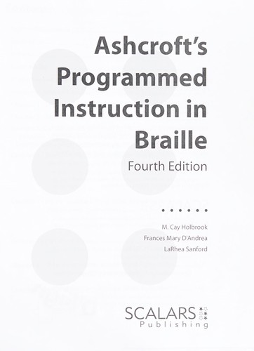 Ashcroft's programmed instruction in Braille