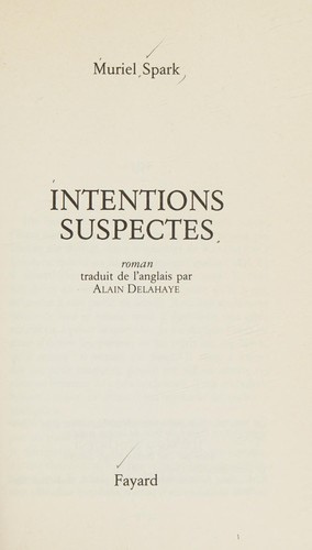 Intentions suspectes by Muriel Spark cover