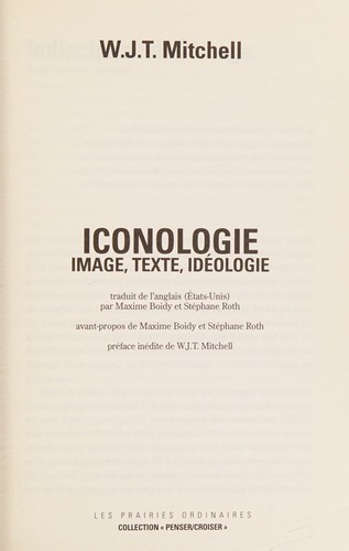 Iconologie by W. J. Thomas Mitchell cover