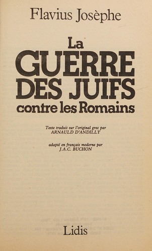 La Guerre des Juifs contre les Romains by Flavius Josèphe cover