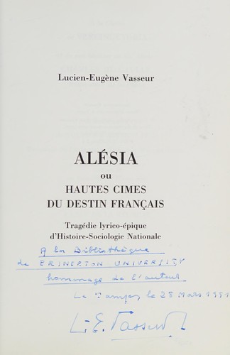 Alésia, ou, Hautes cimes du destin français by Lucien-Eugène Vasseur cover