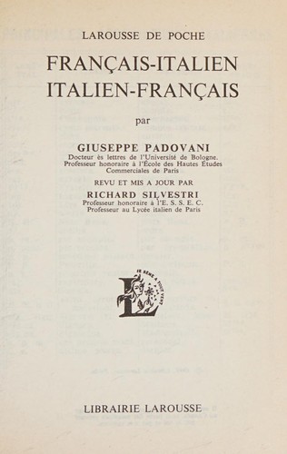 Français-italien, italien-français by Giuseppe Padovani cover