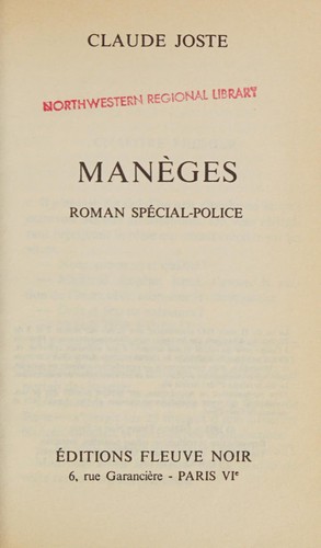 Manèges by Claude Joste cover