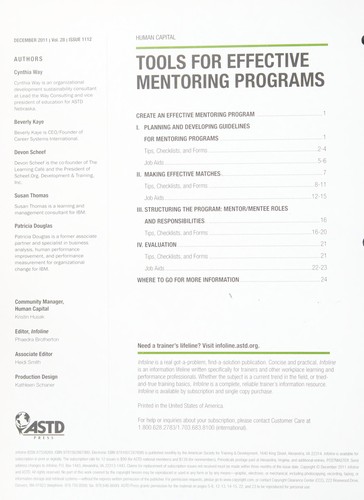 Tools for Effective Mentoring Programs