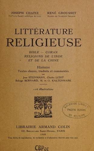 Littérature religieuse .. by Joseph Chaine cover