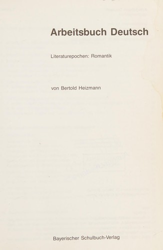 Arbeitsbuch Deutsch by Bertold Heizmann cover