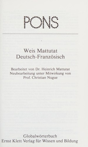 Pons-Globalwörterbuch by Erich Weis cover