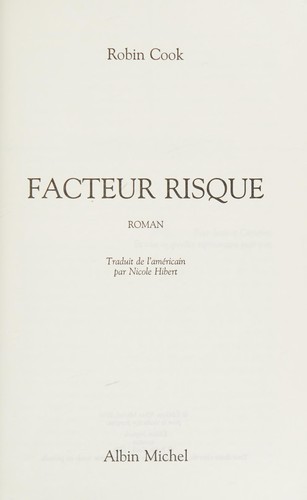 Facteur risque by Robin Cook cover