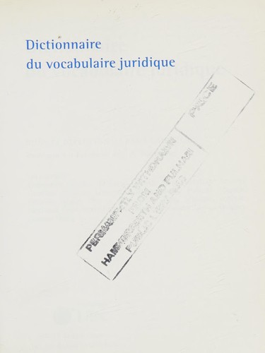 Dictionnaire du vocabulaire juridique by Rémy Cabrillac cover