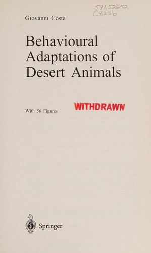 Behaviouraladaptations of desert animals by Giovanni Costa cover
