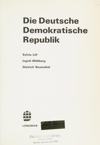Die Deutsche Demokratische Republik by Sylvia Löf cover