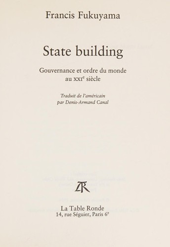State building by Francis Fukuyama cover