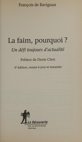 La faim, pourquoi?