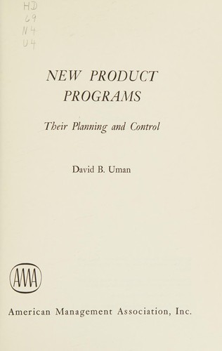 New product programs by David B. Uman cover
