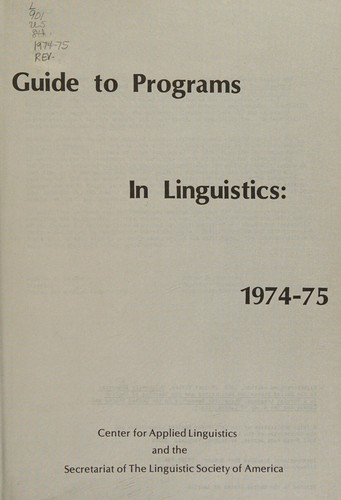 Guide to programs in linguistics, 1974-75