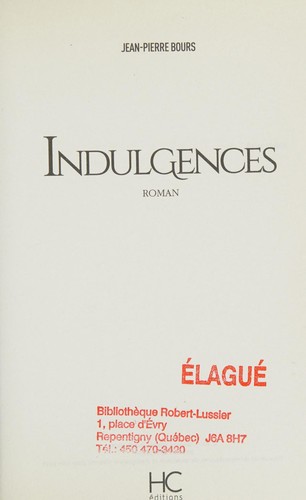 Indulgences by Jean-Pierre Bours cover