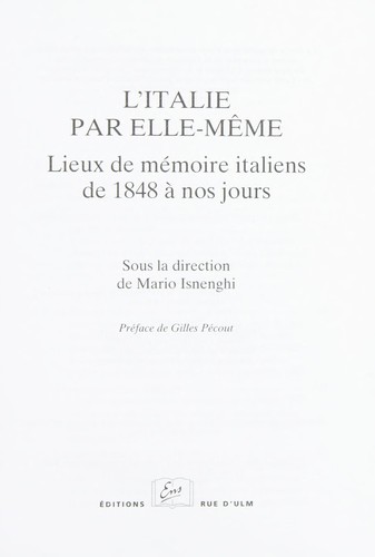 L'Italie par elle-même by Mario Isnenghi cover