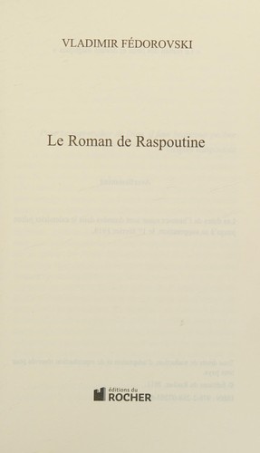 Le roman de Raspoutine by Vladimir Fedorovski cover