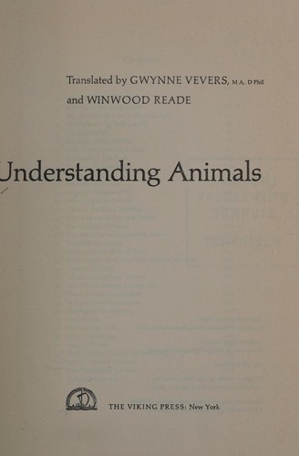 Understanding animals by Gerhard Gronefeld cover