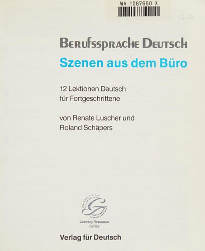 Berufssprache Deutsch by Renate Luscher cover