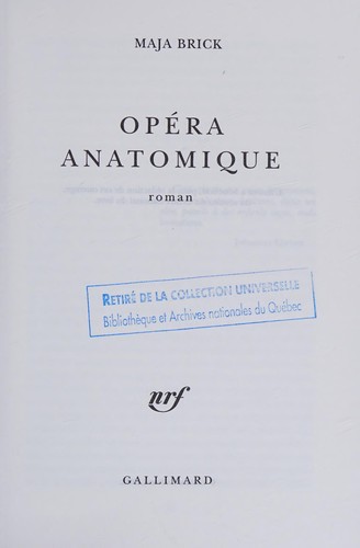 Opéra anatomique by Maja Brick cover