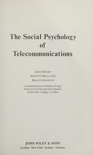 The social psychology of telecommunications