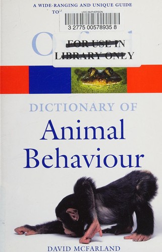 DICTIONARY OF ANIMAL BEHAVIOUR by DAVID MCFARLAND cover