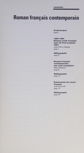Roman français contemporain by Jean-Pierre Salgas cover