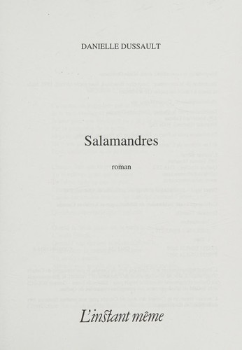 Salamandres by Danielle Dussault cover