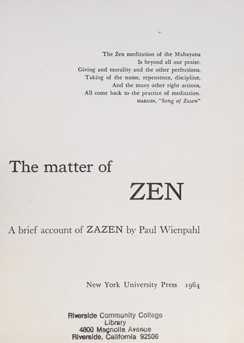 The Matter of Zen