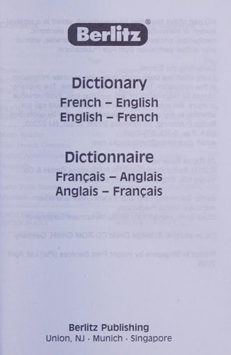 Berlitz dictionary French-English, English-French = by Berlitz Publishing Company cover