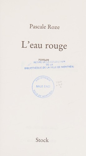 L' eau rouge by Pascale Roze cover