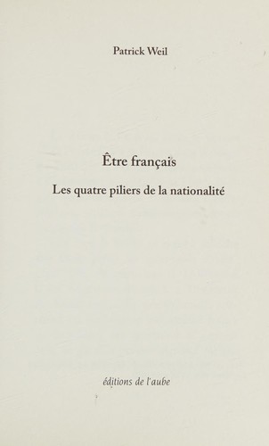 Être français by Patrick Weil cover