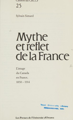 Mythe et reflet de la France by Sylvain Simard cover