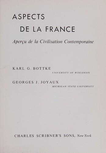 Aspects de la France by Karl George Bottke cover