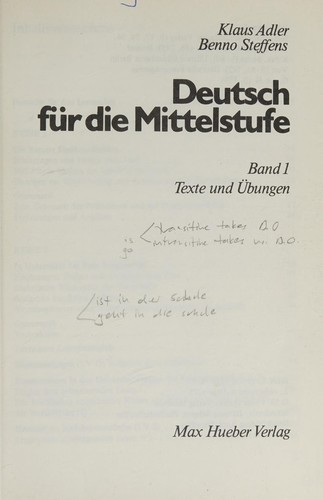 Deutsch für die Mittelstufe by Klaus Adler cover