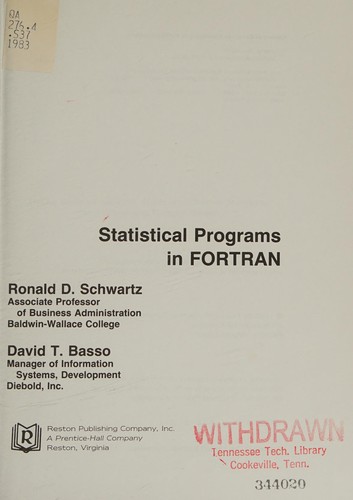 Statistical programs in FORTRAN
