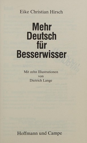 Mehr Deutsch für Besserwisser by Eike Christian Hirsch cover