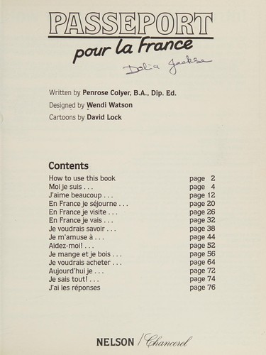 Passeport pour la France... by Penrose Colyer cover