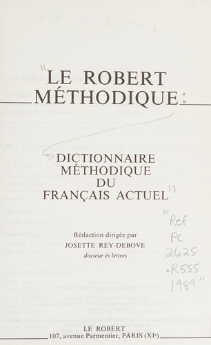 Le Robert me thodique by Robert, Paul, Josette Rey-Debove cover