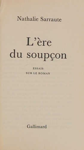L' ère du soupçon by Nathalie Sarraute cover