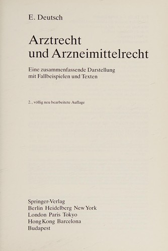 Arztrecht und Arzneimittelrecht by Erwin Deutsch cover