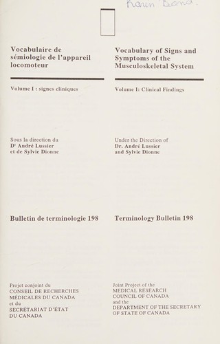 Vocabulaire de sémiologie de l'appareil locomoteur by Sylvie Dionne cover