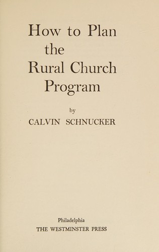 How to plan the rural church program