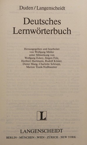Duden/Langenscheidt deutsches Lernwörterbuch by K G Langenscheidt cover