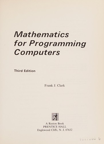 Mathematics for programming computers by Frank James Clark cover